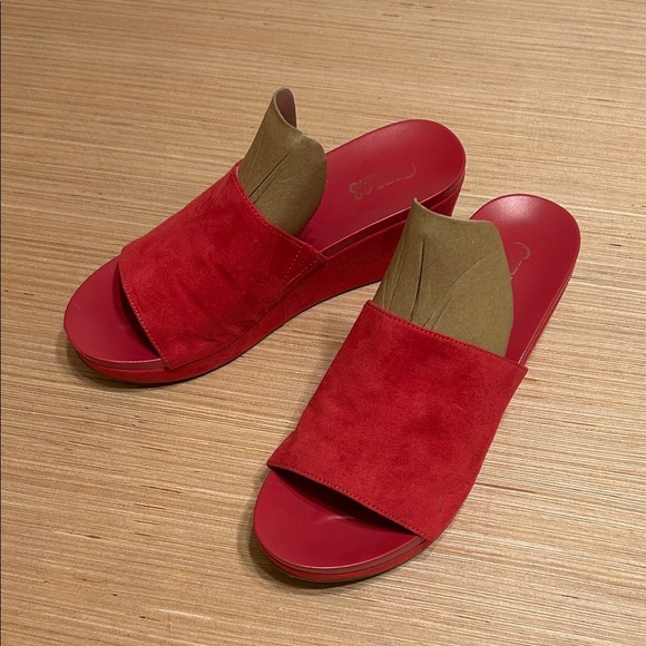Carlos Santana Shoes - Carlos Santana Fushia Suede Slide Mules